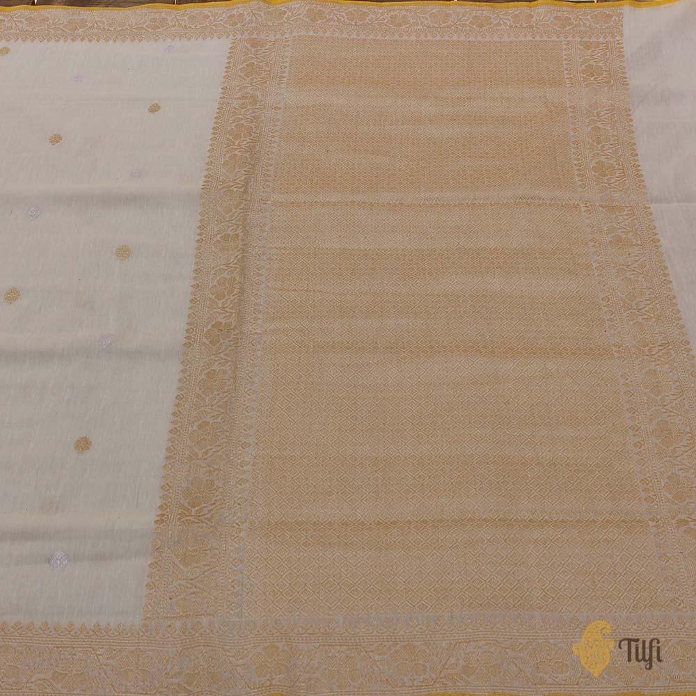 White Pure Cotton Banarasi Handloom Saree
