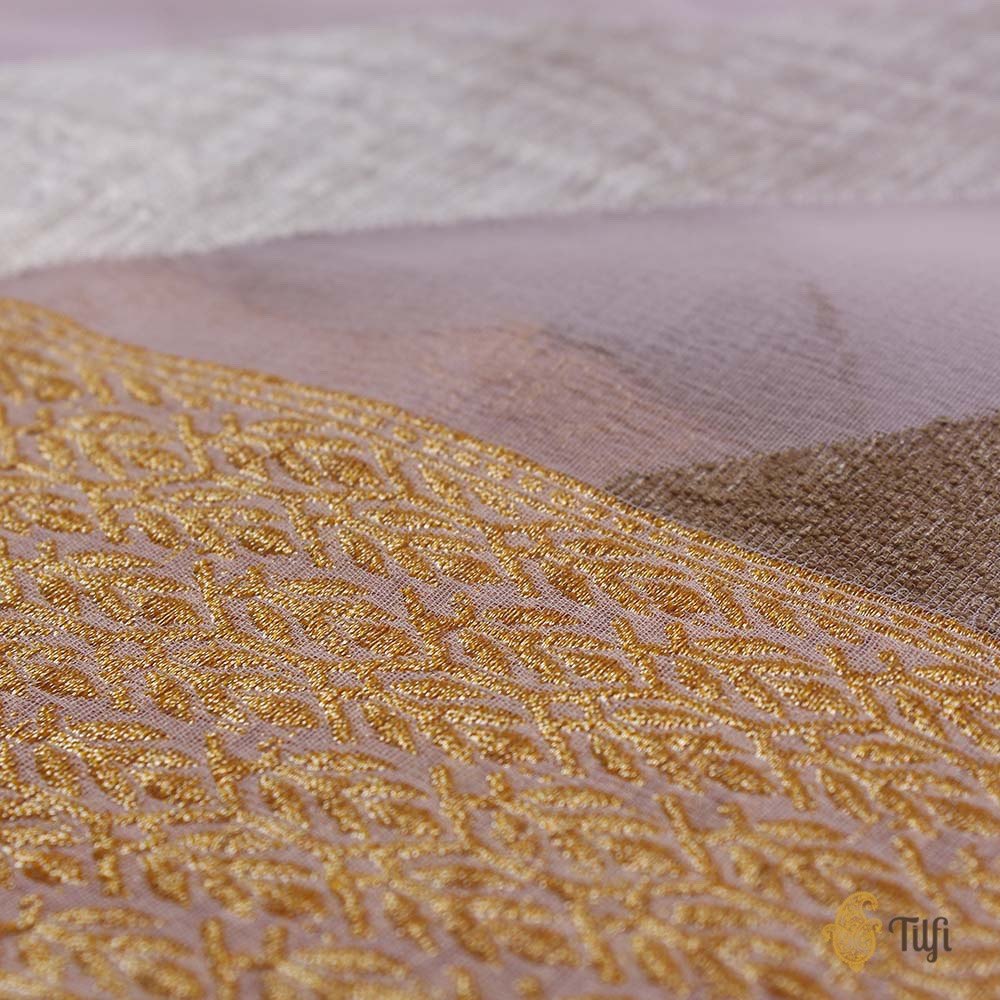 Pastel Yellow-Pink Ombr√© Pure Georgette Banarasi Handloom Saree