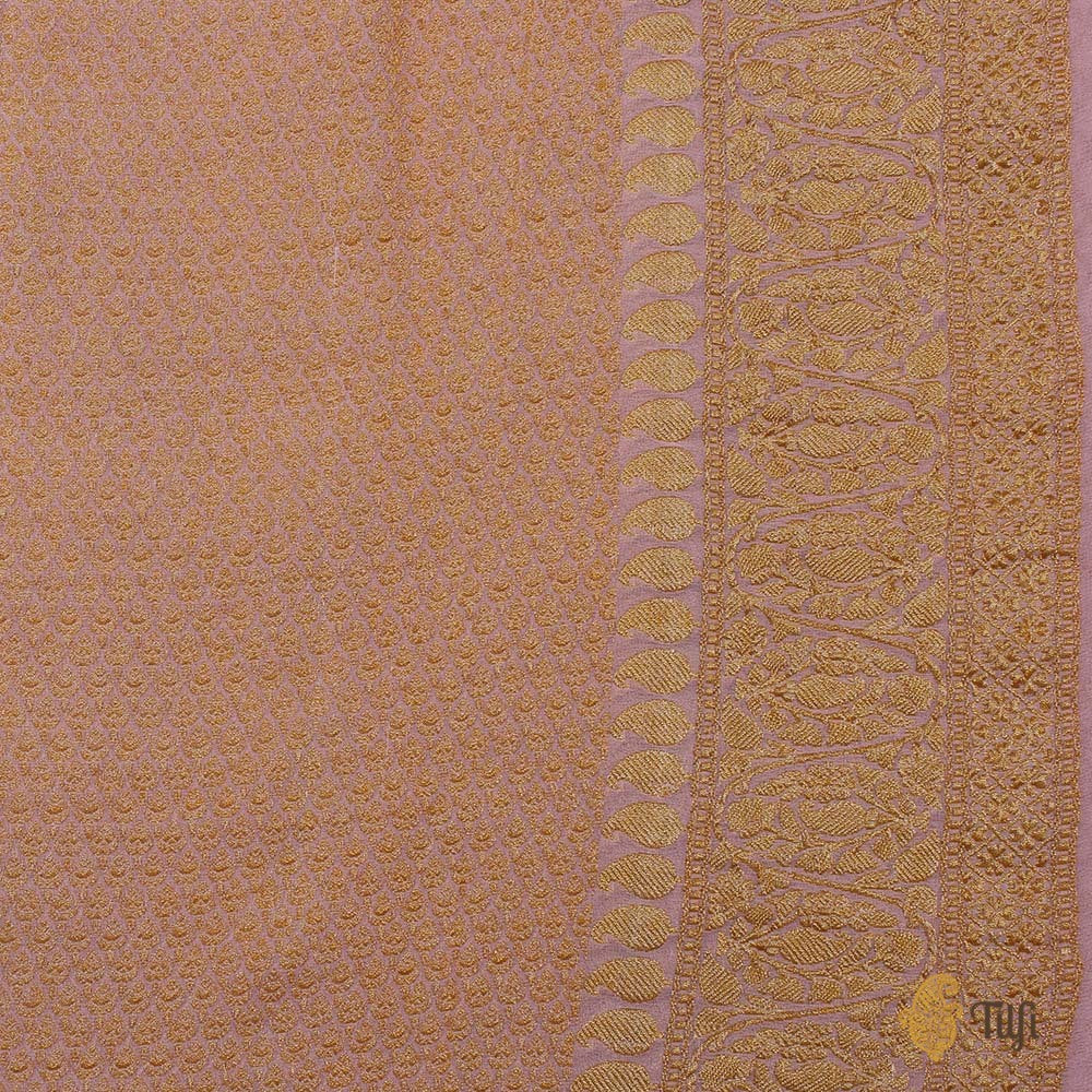Pastel Yellow-Pink Ombr√© Pure Georgette Banarasi Handloom Saree