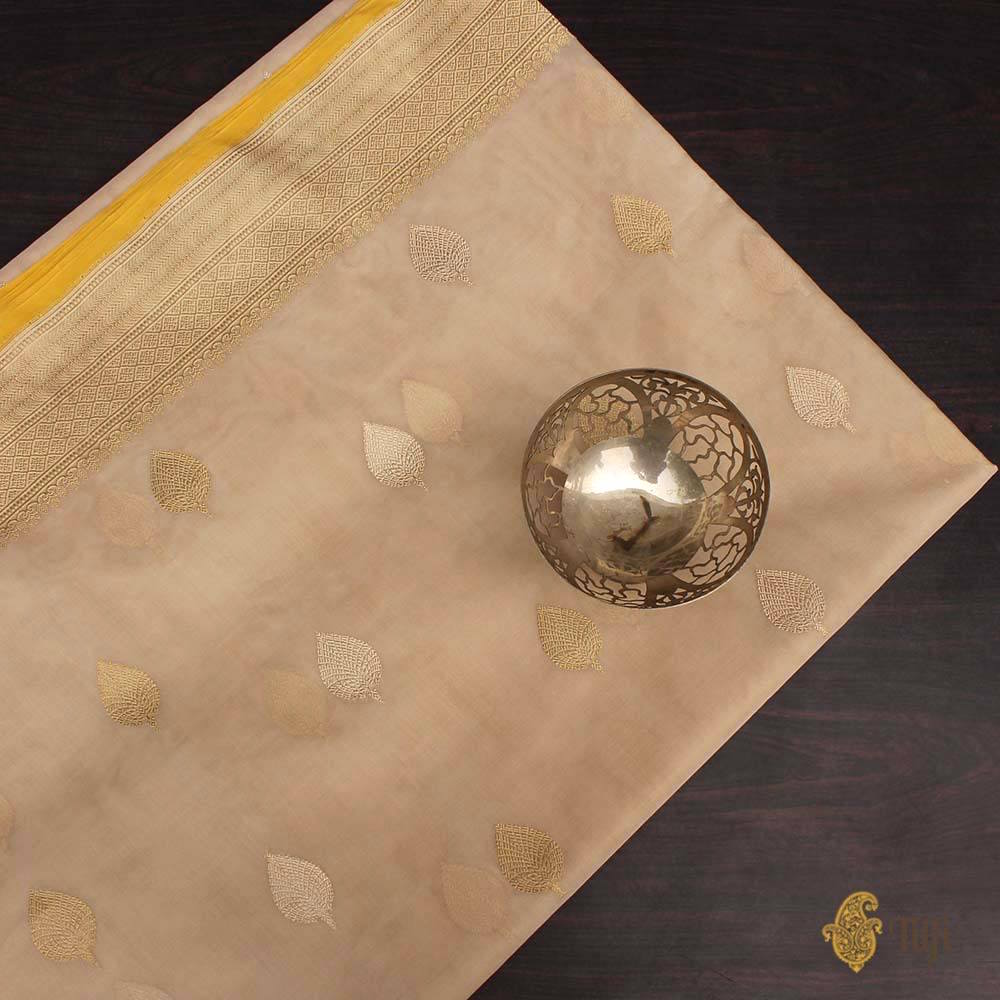 Off-White Pure Kora Silk Handwoven Banarasi Saree