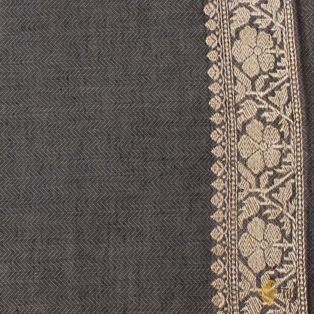 Slate Grey Pure Cotton Banarasi Handloom Saree