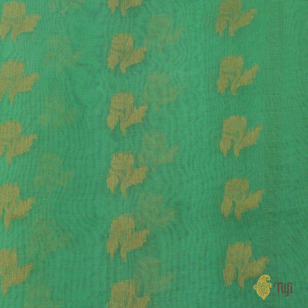 Sea Green Pure Kora Silk Handloom Banarasi Saree