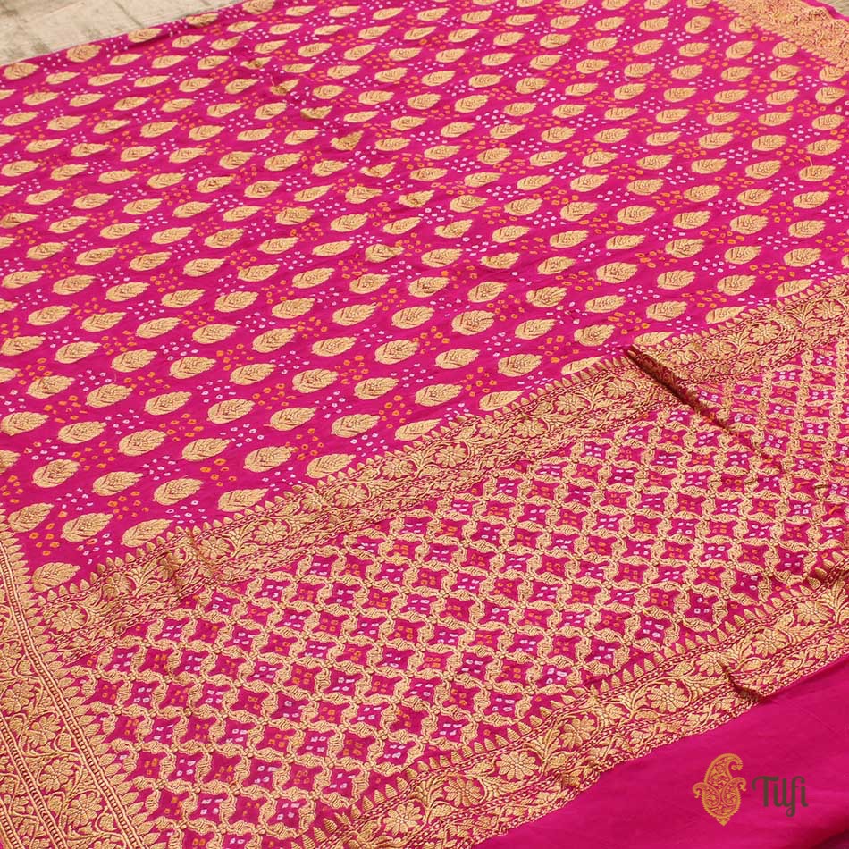 Pink Shaded Georgette Bandhani Banarasee Saree