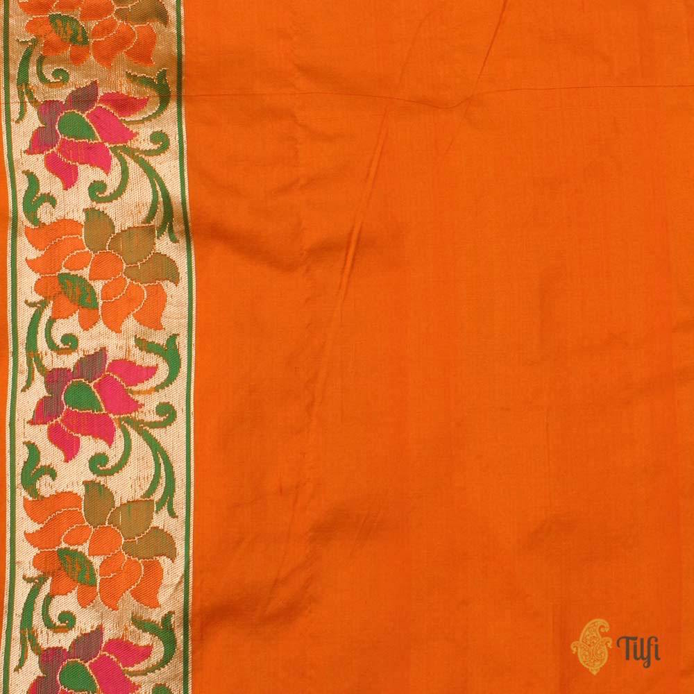Yellow-Orange Pure Katan Silk Banarasi Paithani Handloom Saree