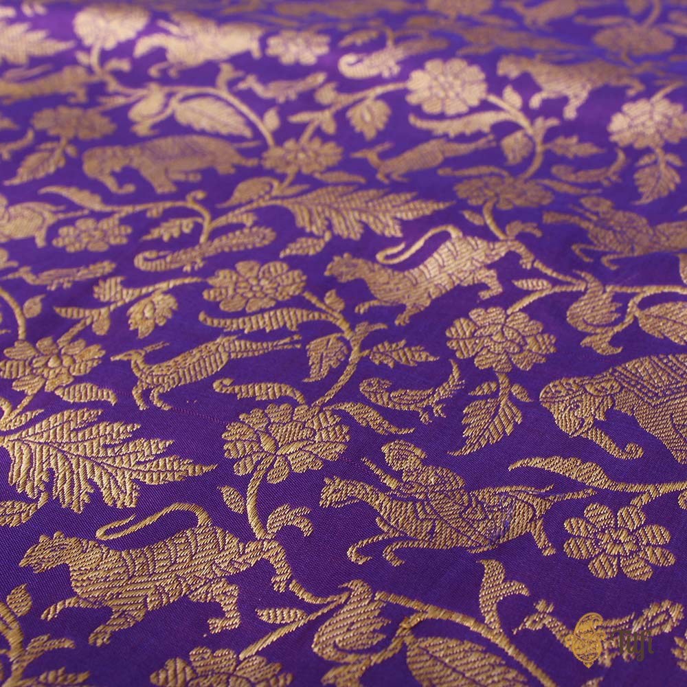 Magenta-Purple Pure Katan Silk Banarasi Shikaargah Handloom Saree