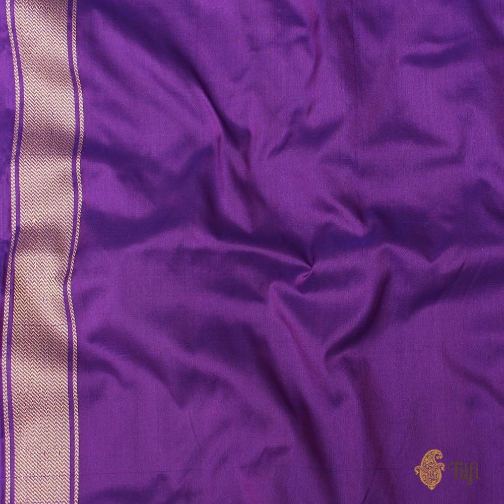 Magenta-Purple Pure Katan Silk Banarasi Shikaargah Handloom Saree