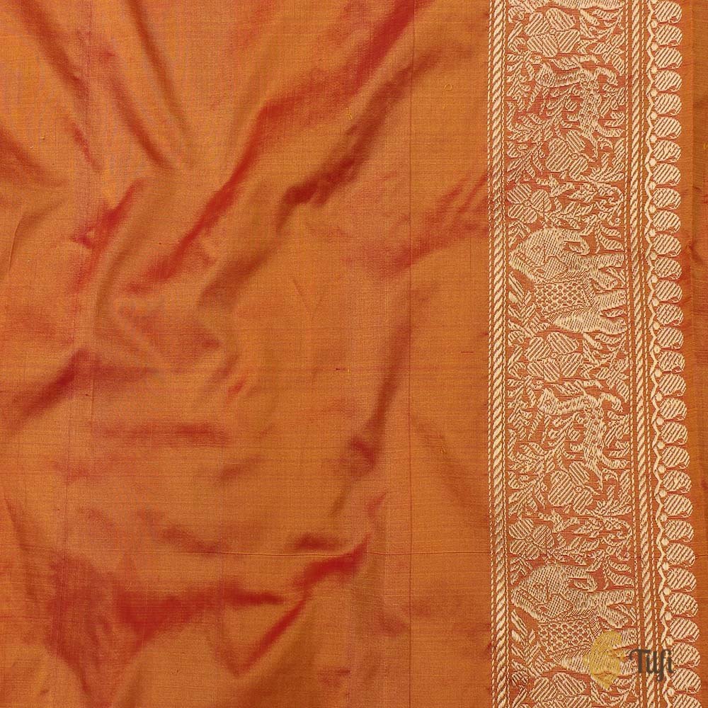 Gulabi Pink-Yellow Pure Katan Silk Banarasi Shikaargah Handloom Saree