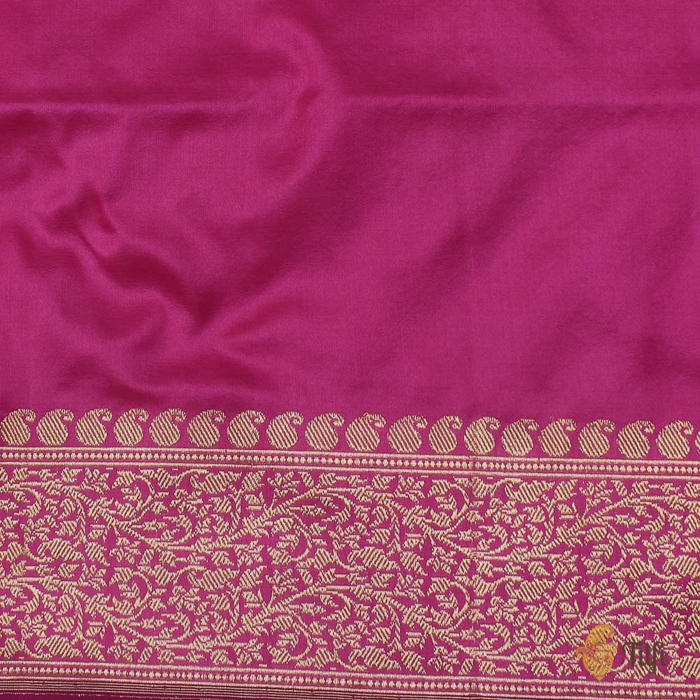 Fuschia Pink-Orange Pure Katan Silk Banarasi Handloom Saree