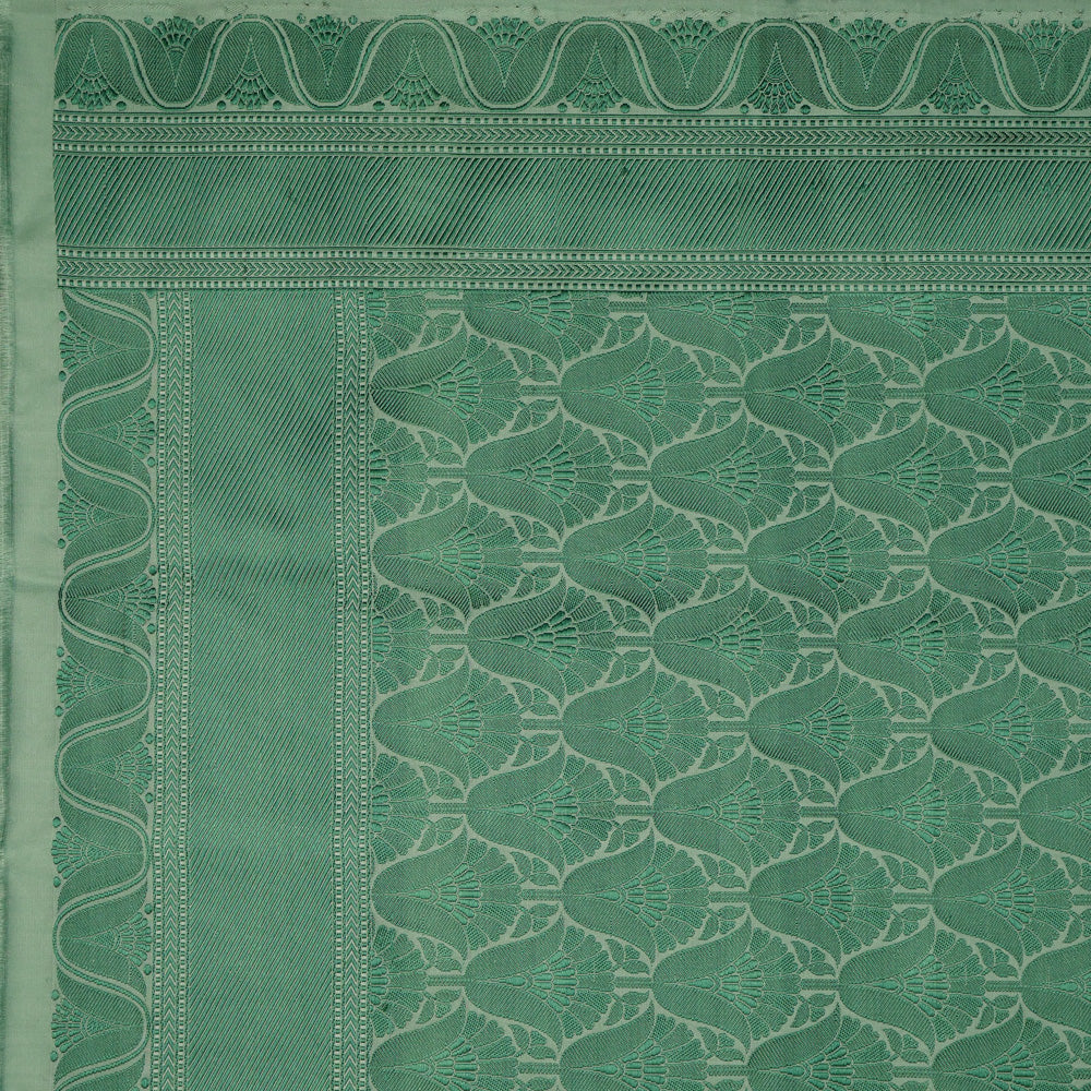 Aquamarine Green Pure Soft Satin Silk Banarasi Handloom Saree