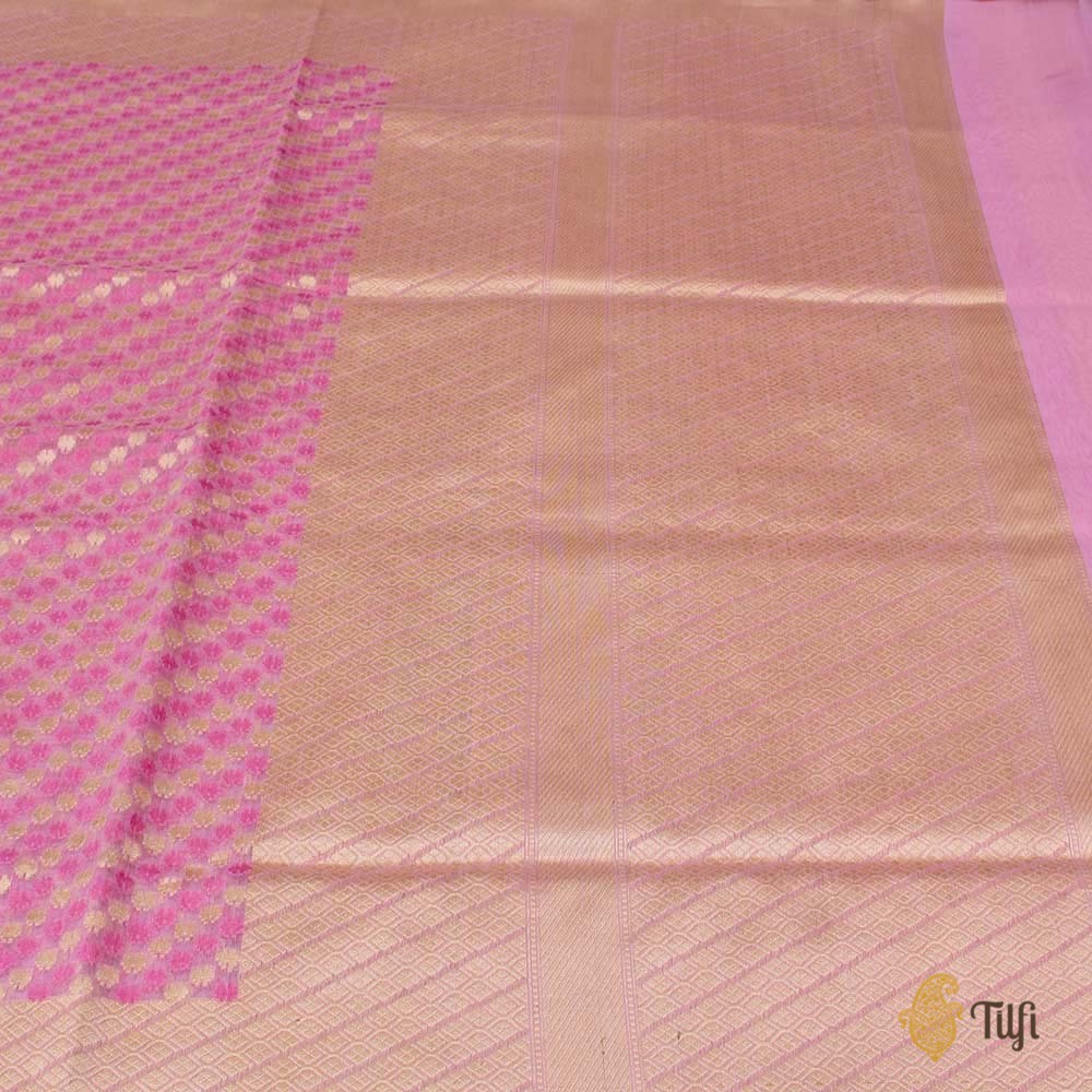 Light Pink Pure Cotton Banarasi Handloom Saree