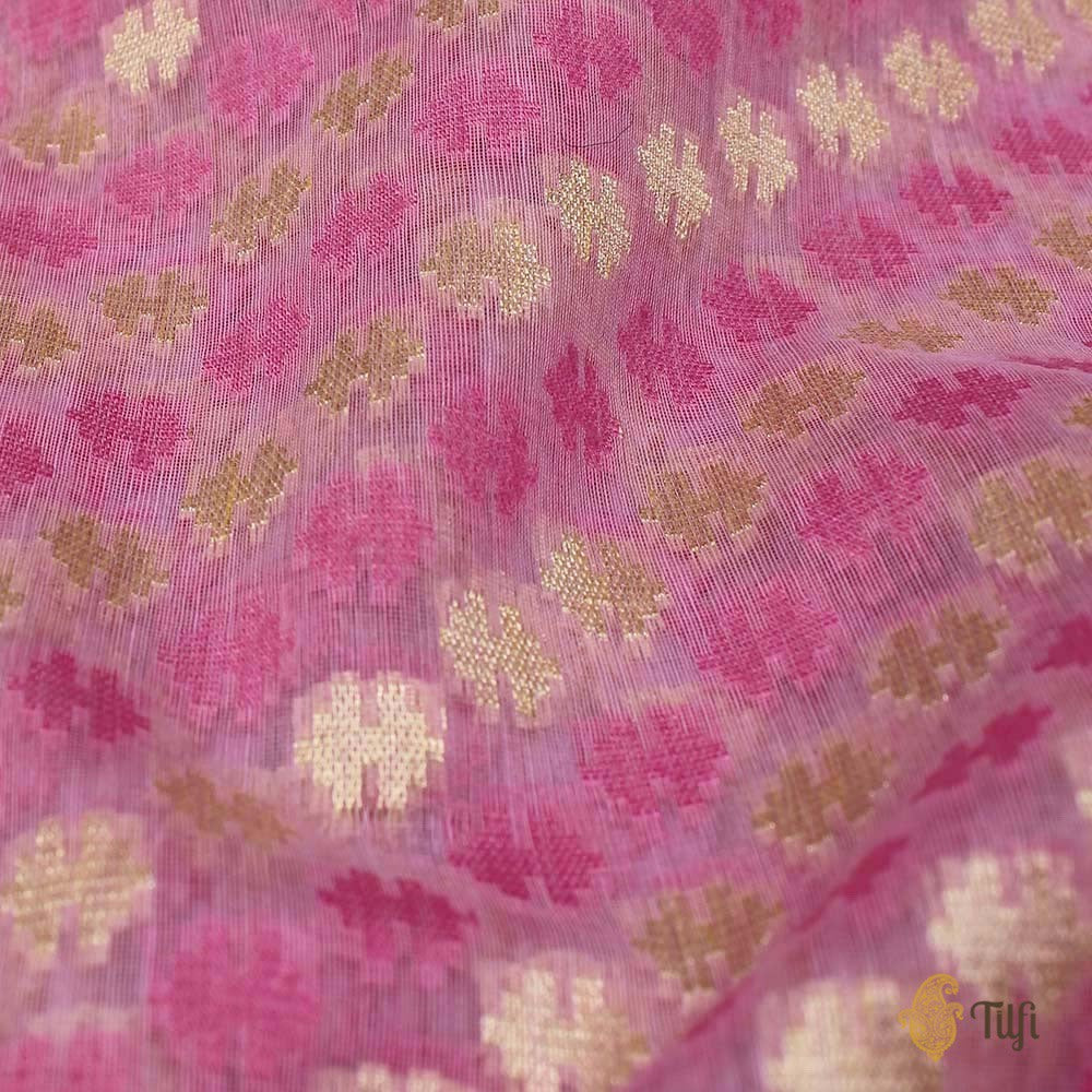 Light Pink Pure Cotton Banarasi Handloom Saree