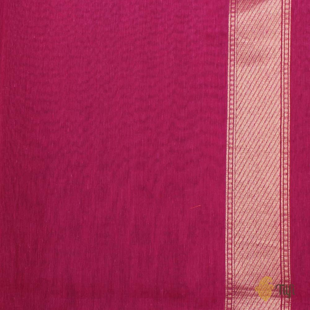 Rani Pink Pure Cotton Banarasi Handloom Saree