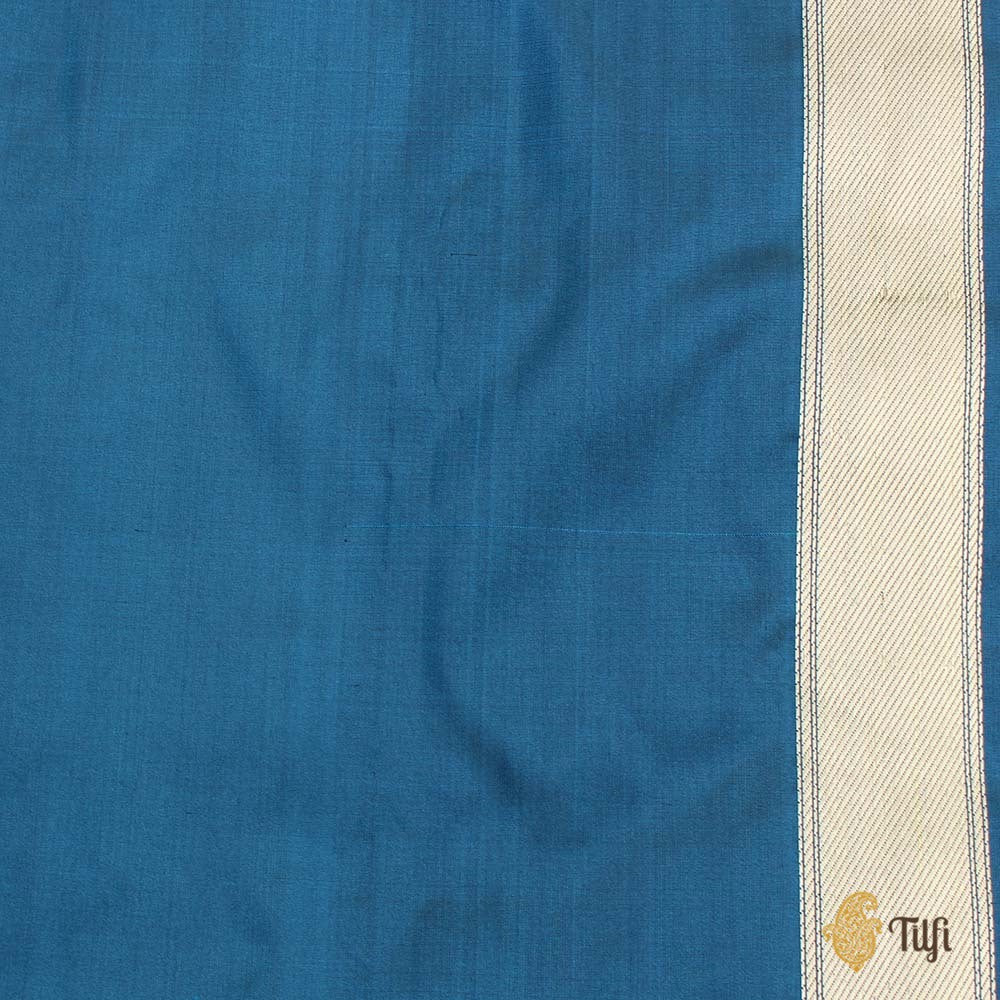 Pre-Order: &#39;Kashi&#39; Black-Egyptian Blue Pure Katan Silk Banarasi Handloom Saree