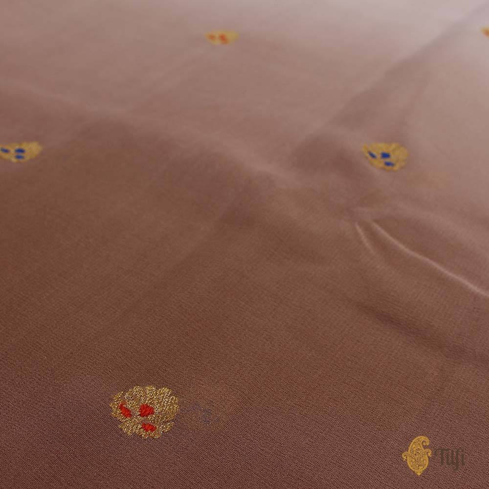 Brown Ombr√© Pure Georgette Banarasi Handloom Saree