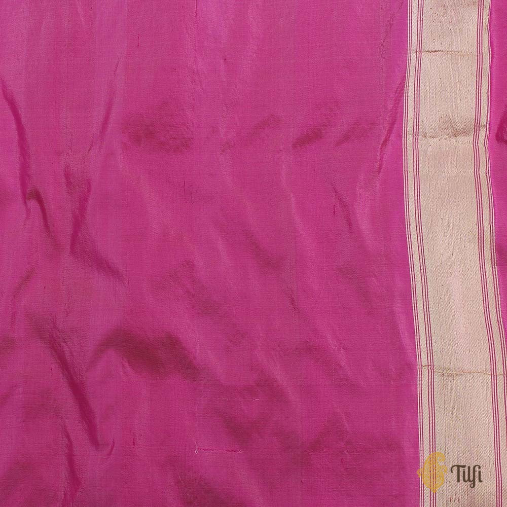 Cream-Gulabi Pink Pure Katan Silk Banarasi Handloom Saree