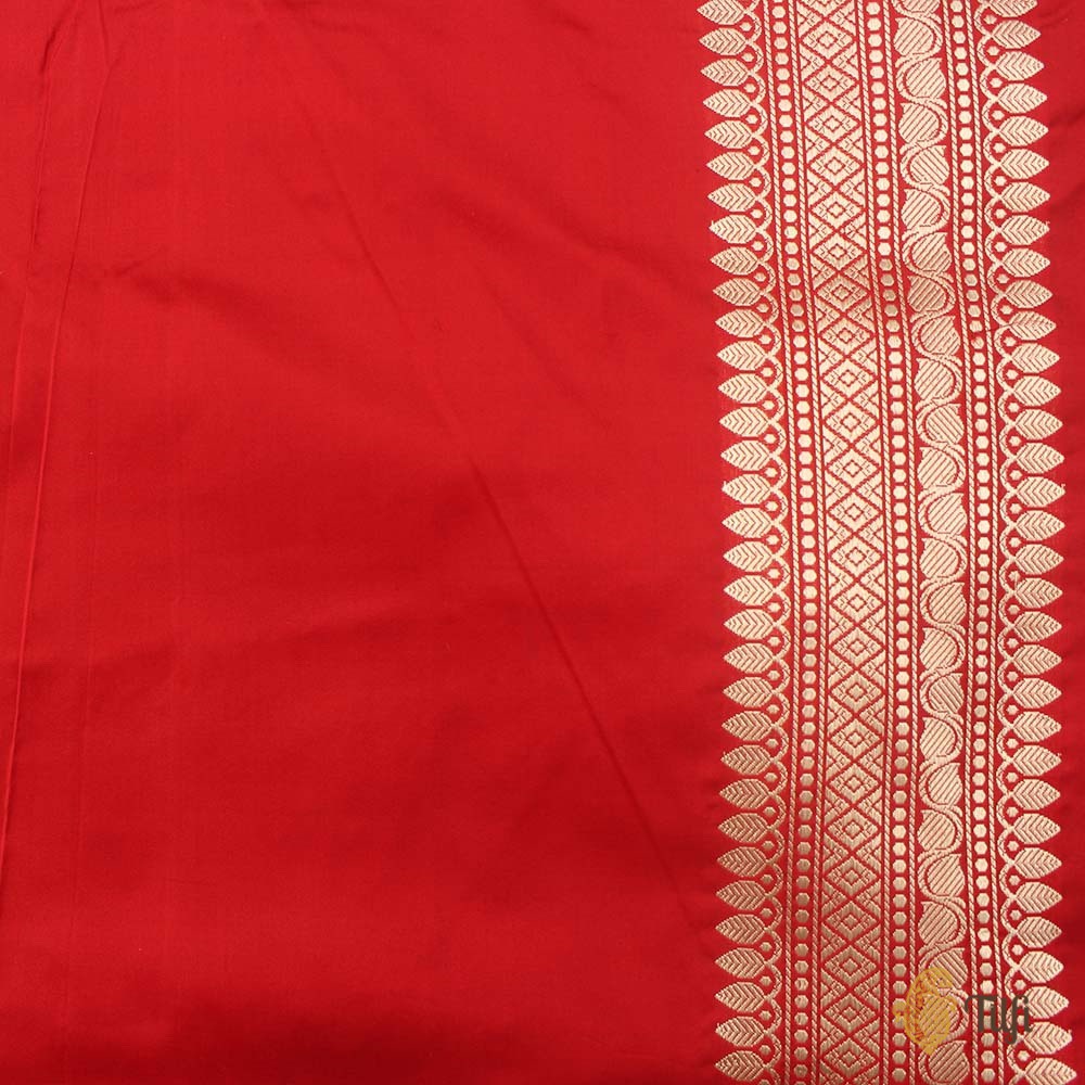 Black-Red Pure Katan Silk Banarasi Kadiyal Handloom Saree