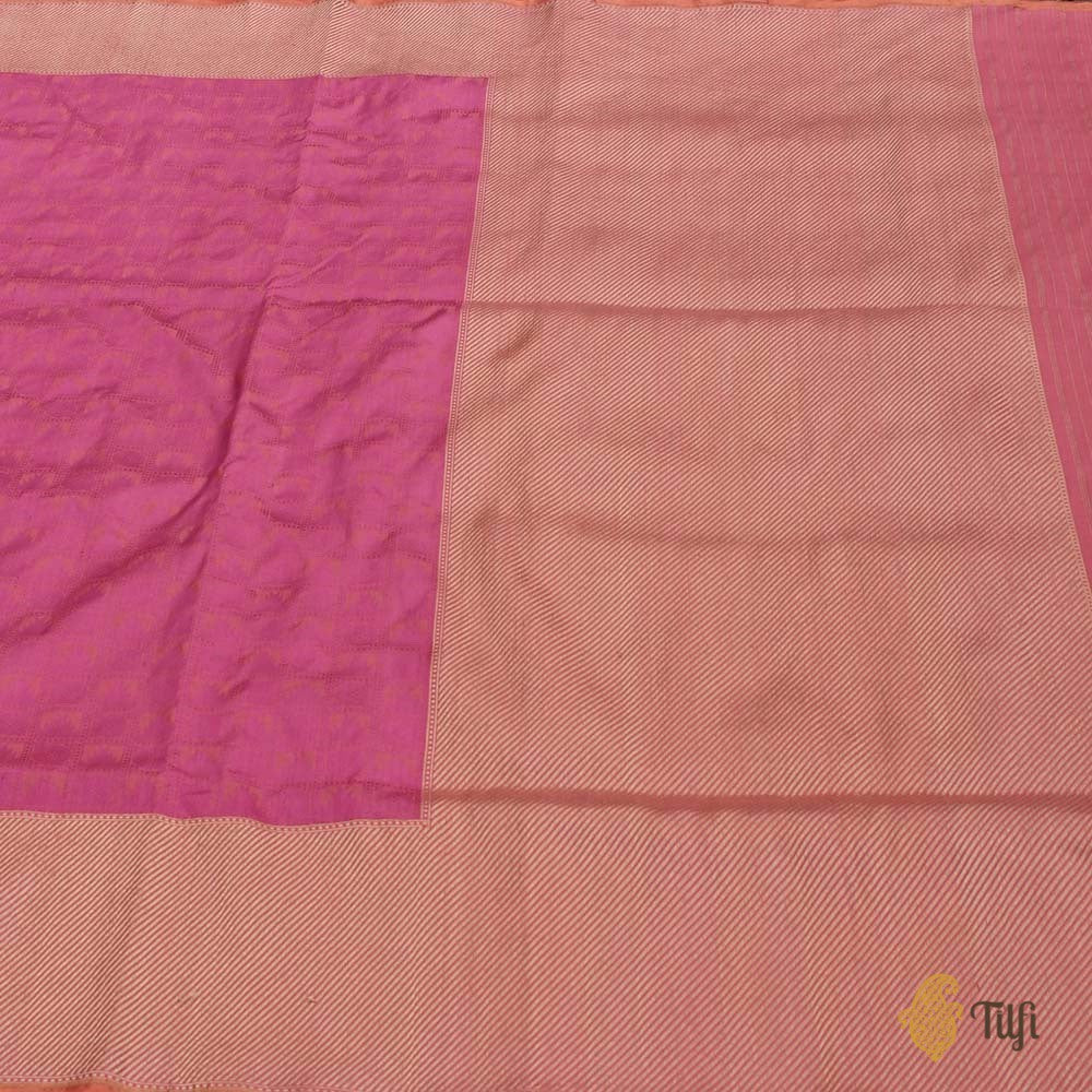 Taffy Pink Pure Katan Silk Banarasi Handloom Saree