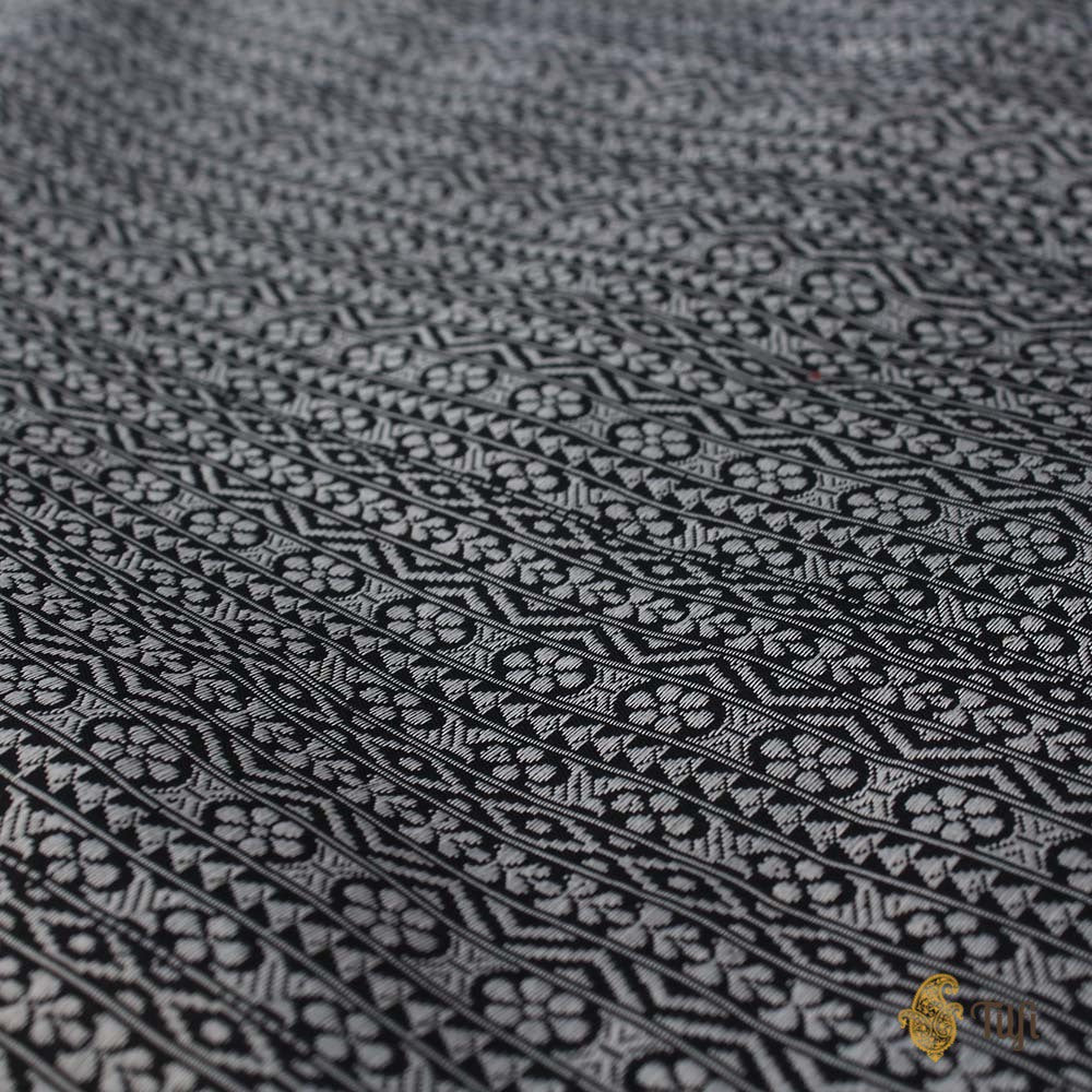 Black-Grey Pure Katan Silk Banarasi Handloom Saree