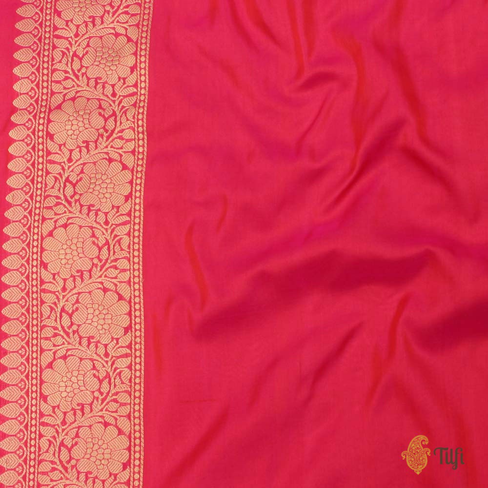 Red-Rani Pink Pure Katan Silk Handloom Banarasi Saree