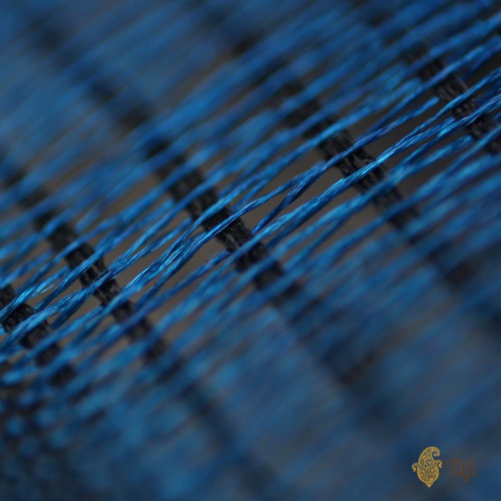 Peacock Blue-Black Pure Katan Silk Banarasi Handloom Saree