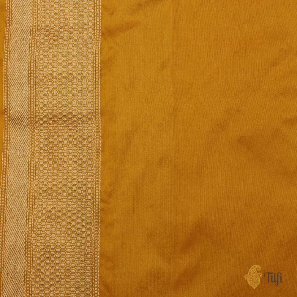 Orangish-Yellow Pure Katan Silk Banarasi Handloom Saree