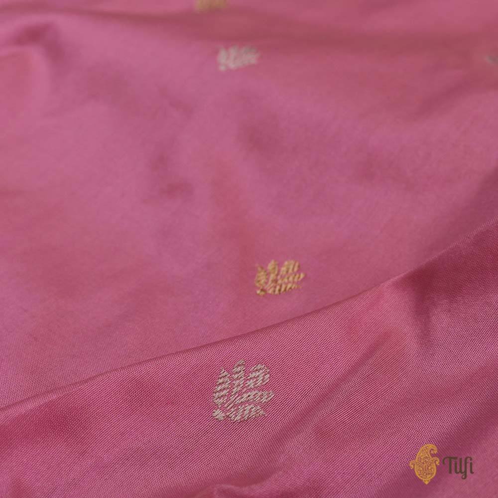 Ivory-Pink Pure Katan Silk Handloom Banarasi Saree