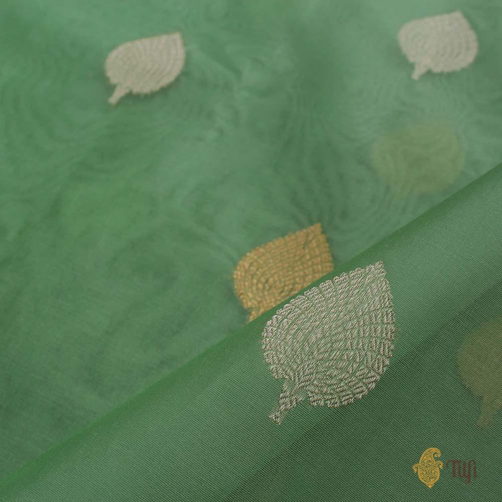 Sea Green Pure Kora Silk Handwoven Banarasi Saree