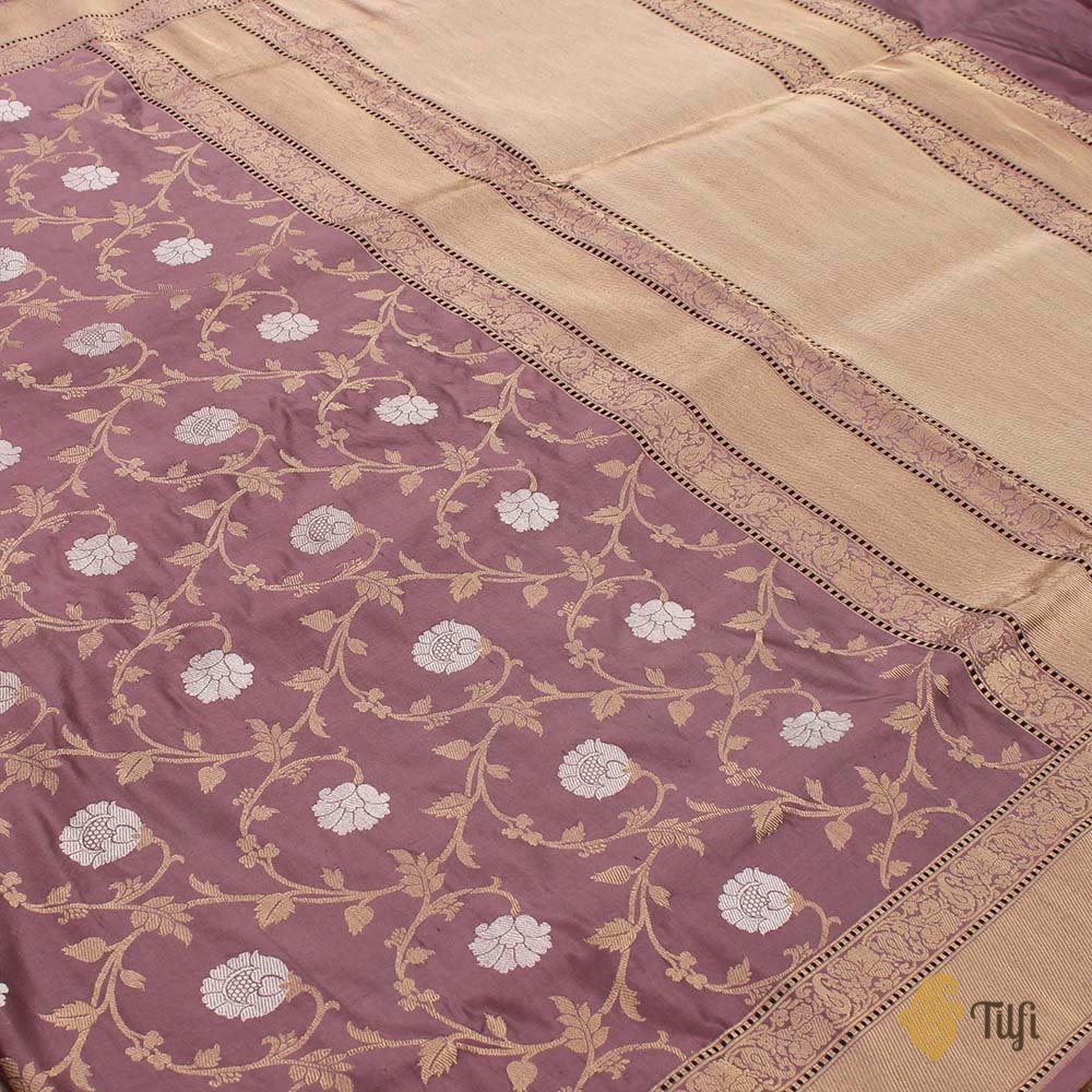 Old Mauve Pure Katan Silk Banarasi Handloom Saree