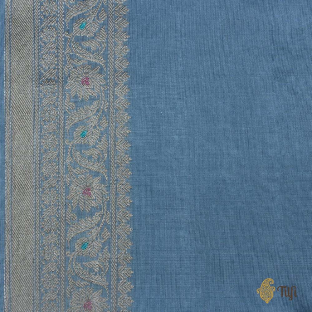 Light Maya Blue Pure Katan Silk Banarasi Handloom Saree