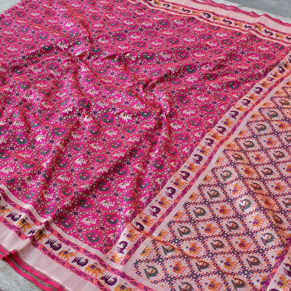 Red-Rani Pure Katan Silk Banarasi Handloom Patola Saree - Tilfi