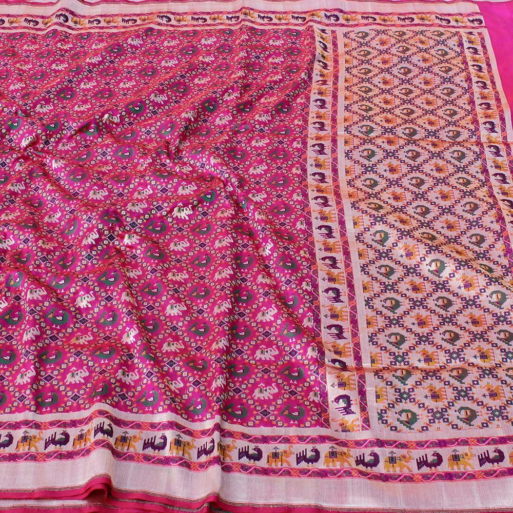 Red-Rani Pure Katan Silk Banarasi Handloom Patola Saree