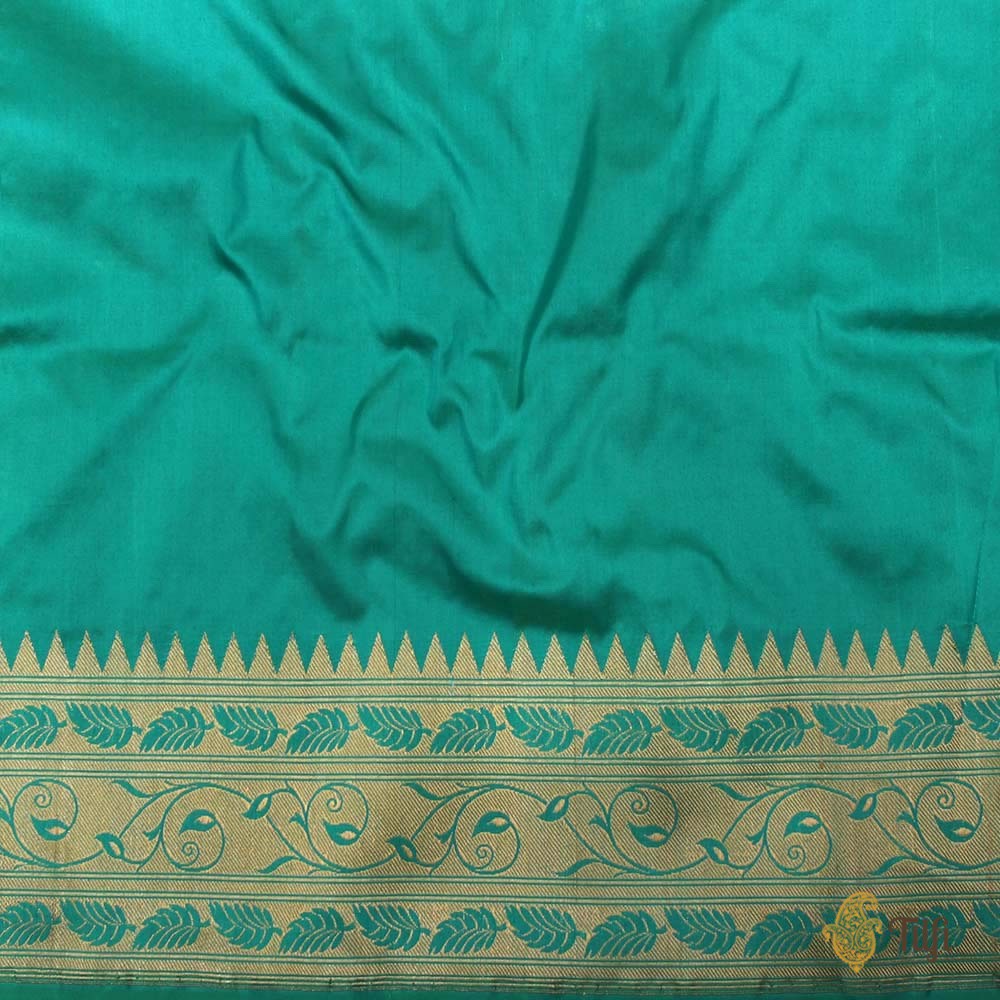 Light Green-Ferozi Blue Pure Katan Silk Banarasi Handloom Saree