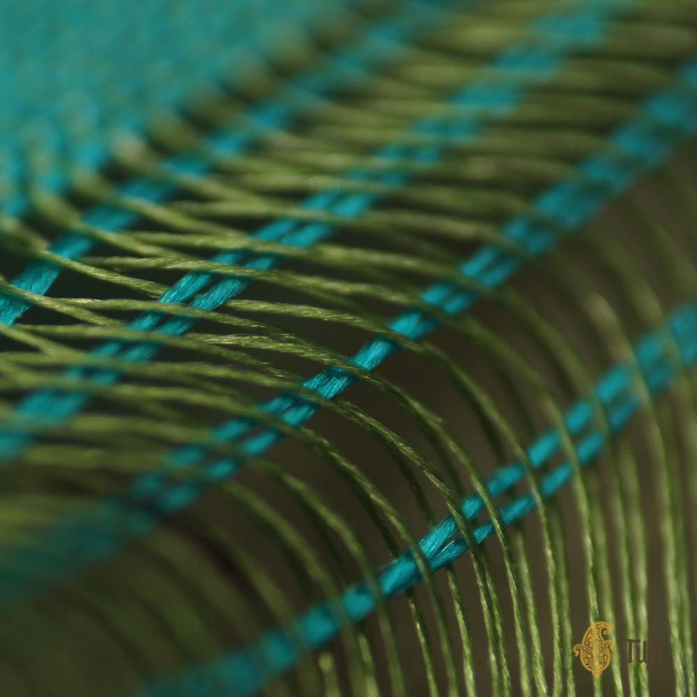 Light Green-Ferozi Blue Pure Katan Silk Banarasi Handloom Saree