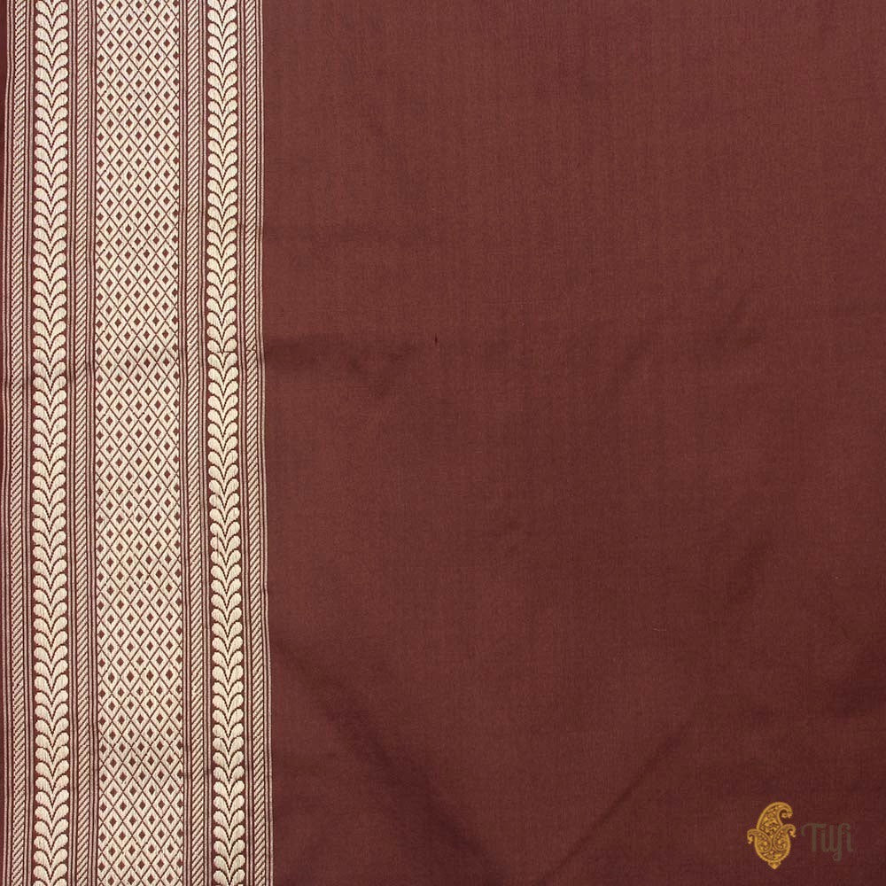 Brown Pure Katan Silk Banarasi Handloom Saree