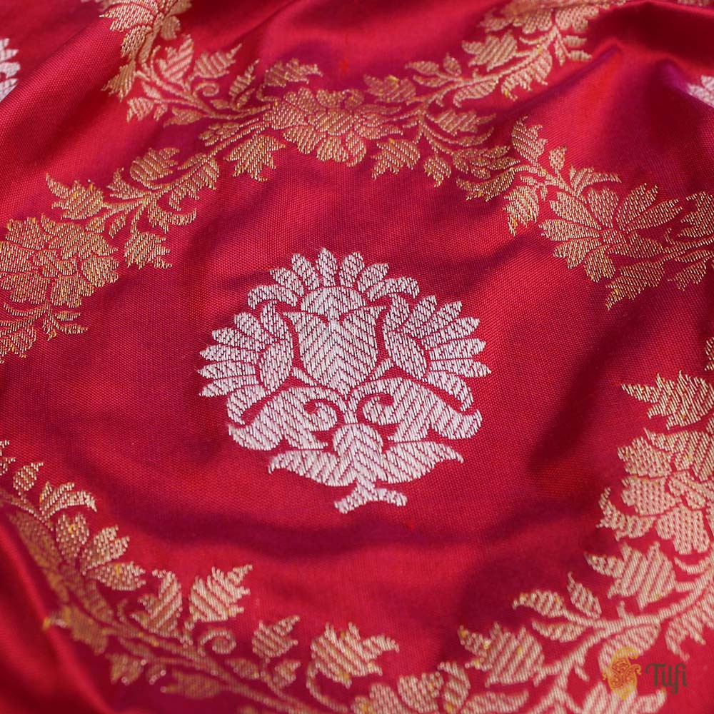 Maroon-Red Pure Katan Silk Banarasi Handloom Saree
