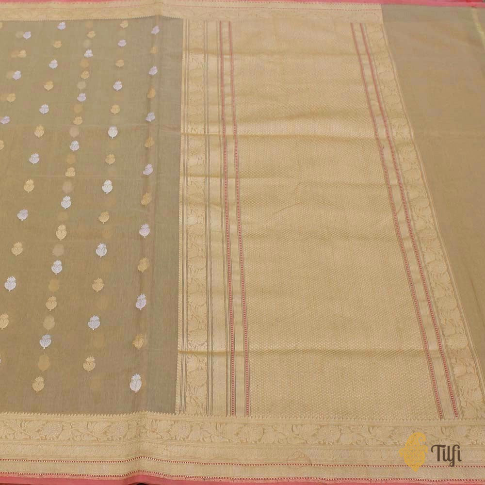 Beige Pure Cotton Banarasi Handloom Saree