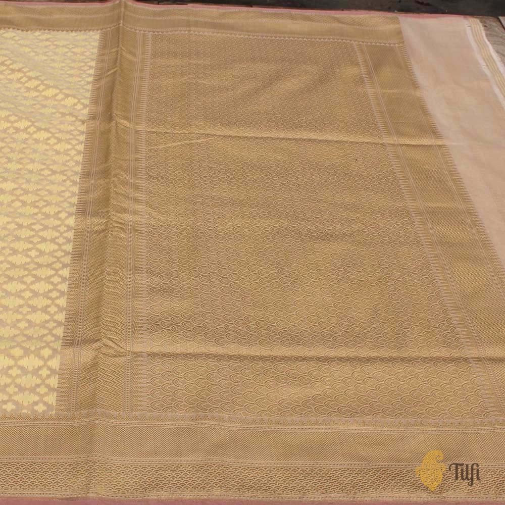 Mint Yellow Pure Cotton Handwoven Banarasi Saree