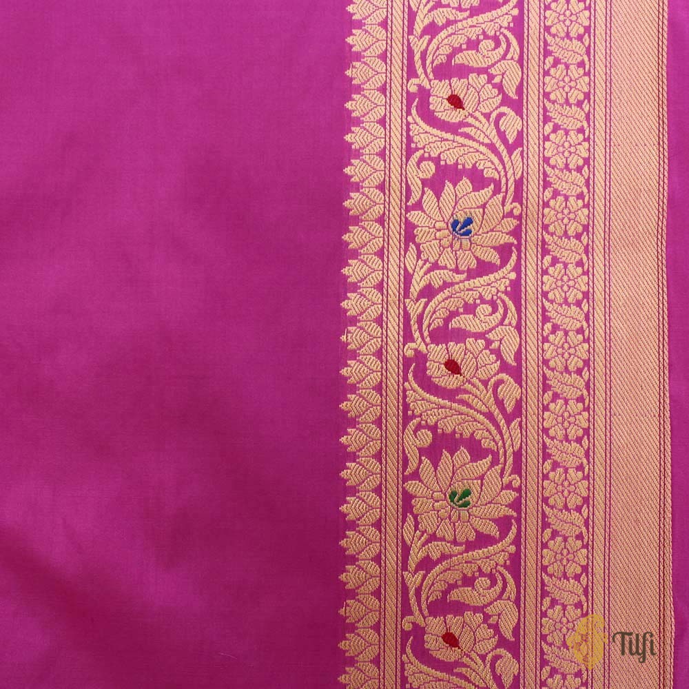Deep Pink Pure Katan Silk Banarasi Handloom Saree