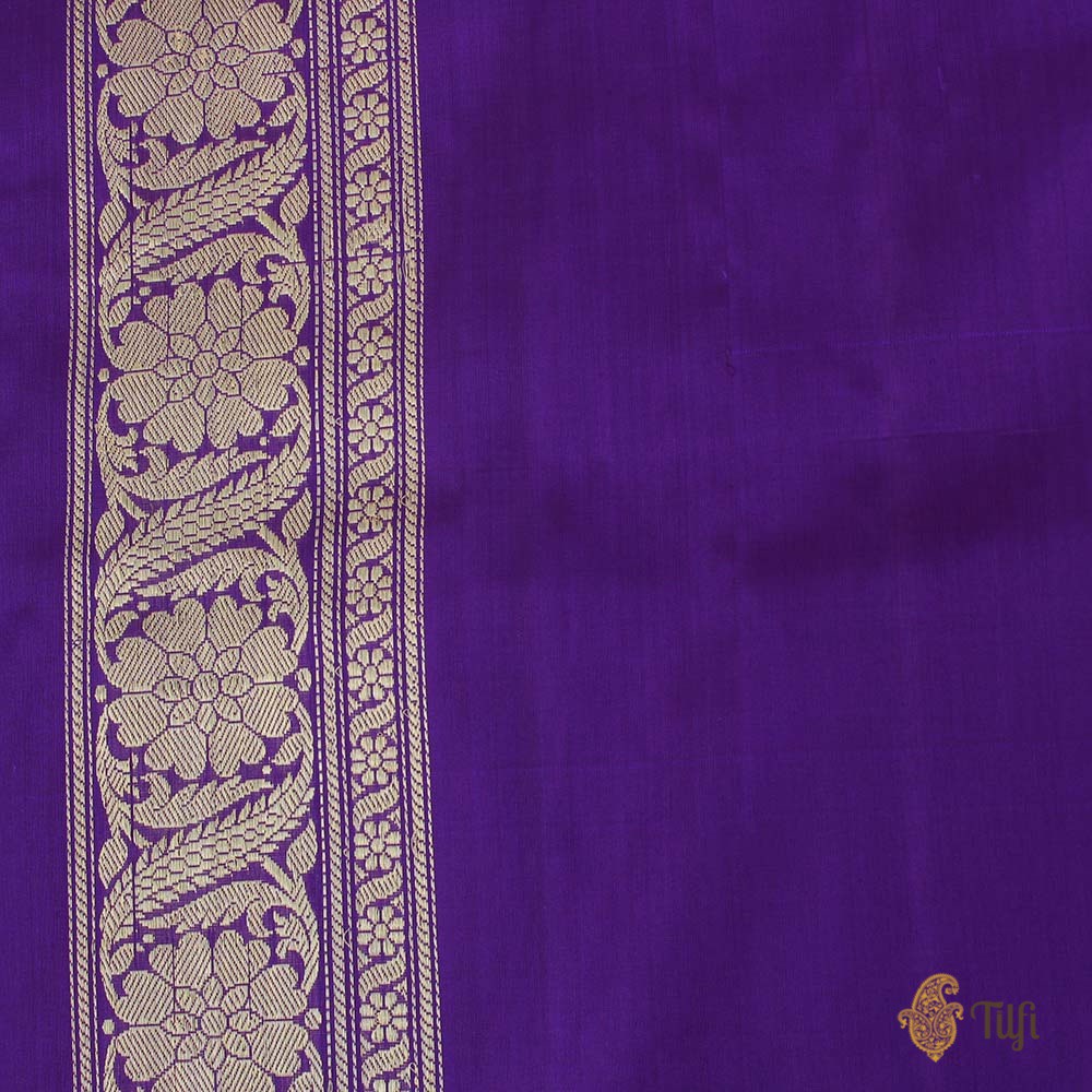Purple-Blue Pure Katan Silk Banarasi Handloom Saree
