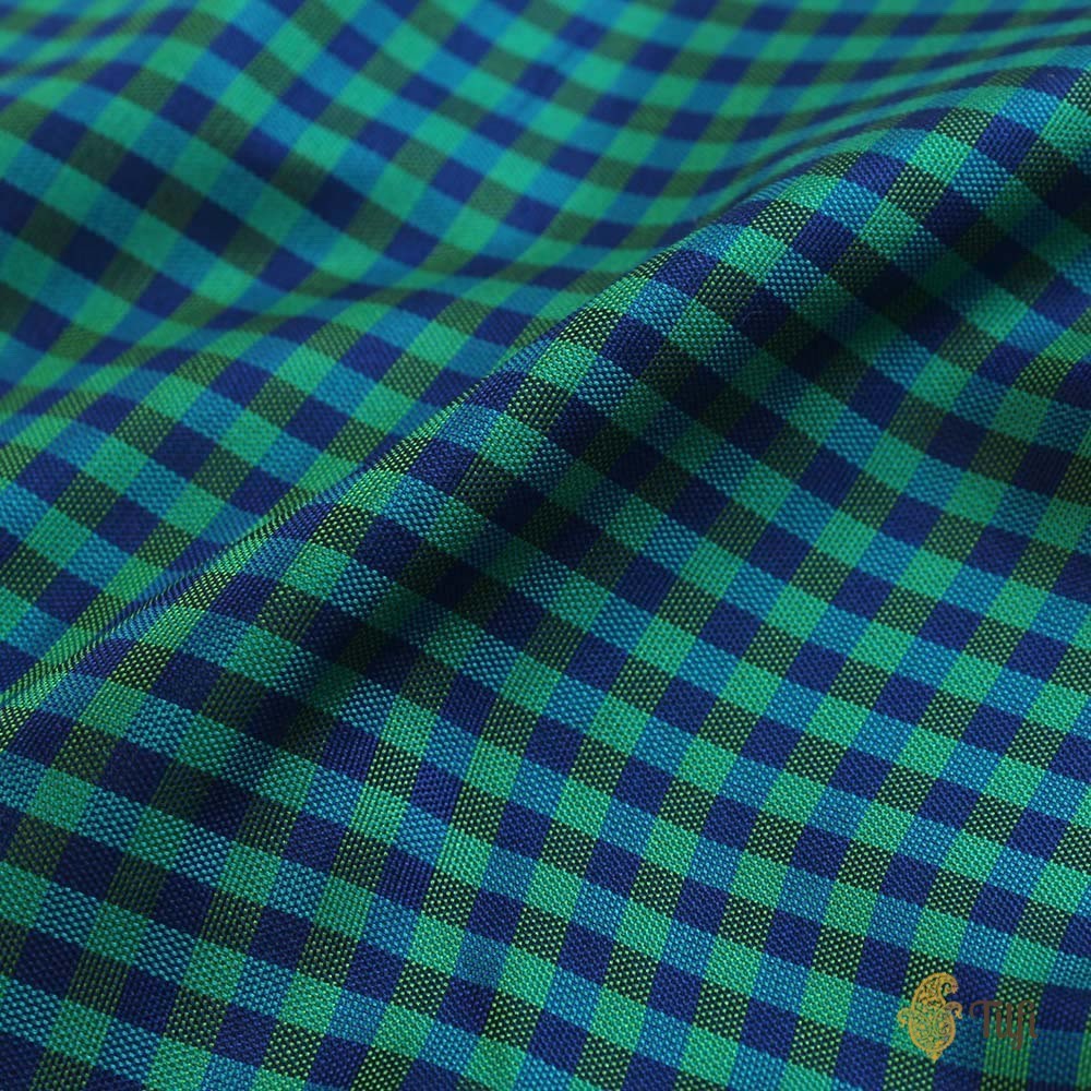 Teal Green-Rama Blue Pure Katan Silk Banarasi Handloom Saree