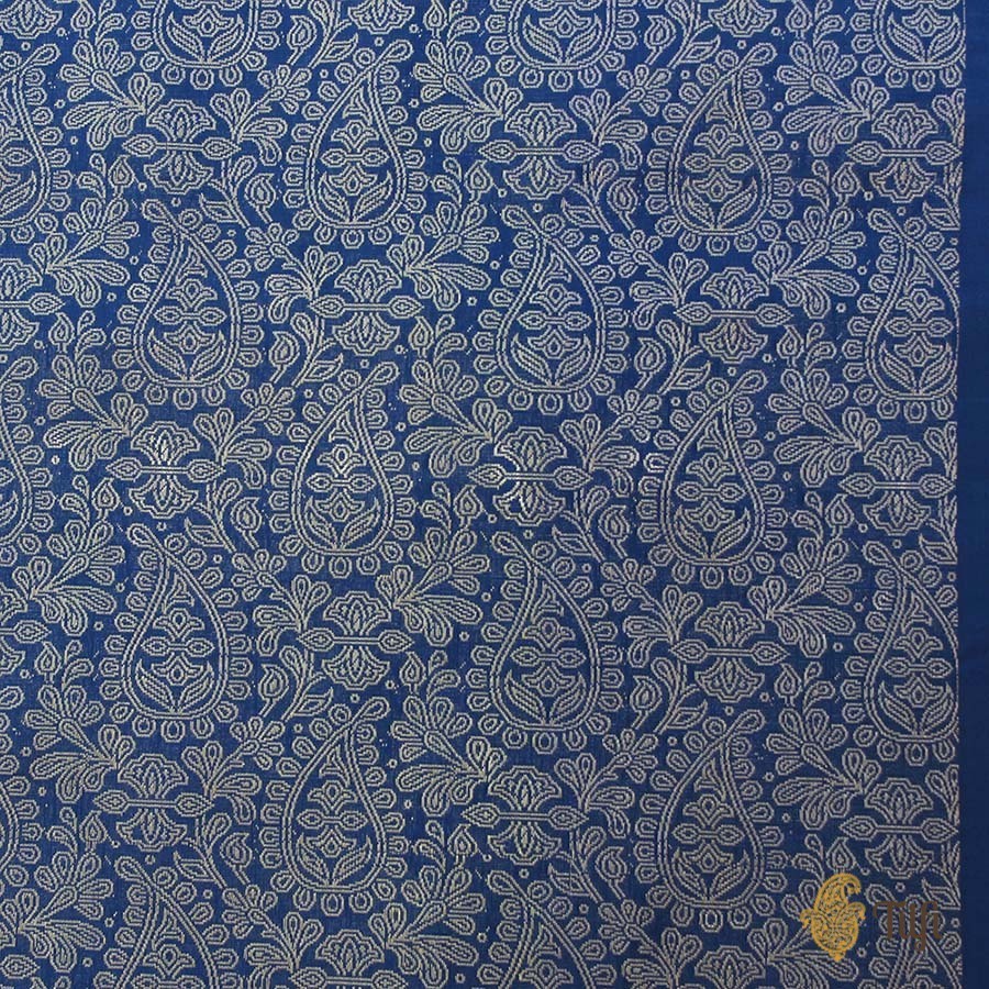 Teal Green-Rama Blue Pure Katan Silk Banarasi Handloom Saree