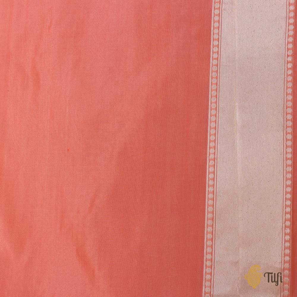 Peach Pure Silk Georgette Banarasi Handloom Saree