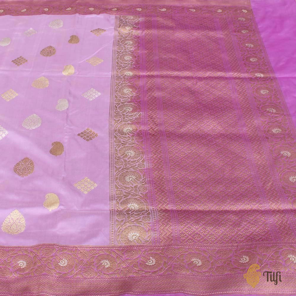 Lavender Pink Pure Katan Silk Banarasi Handloom Saree