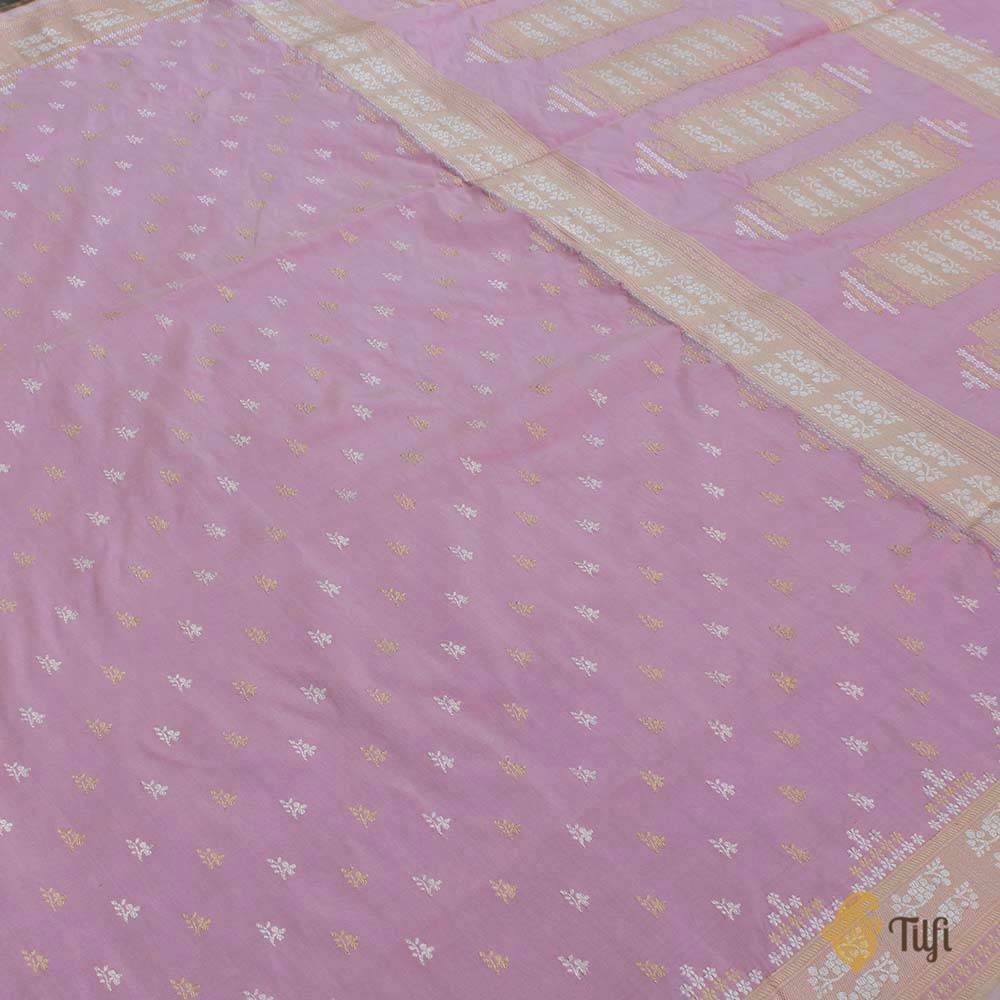 &#39;Asavari&#39; Light Gajri Pink Pure Katan Silk Banarasi Handloom Saree