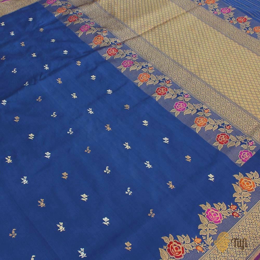 Persian Blue Pure Katan Silk Banarasi Handloom Saree