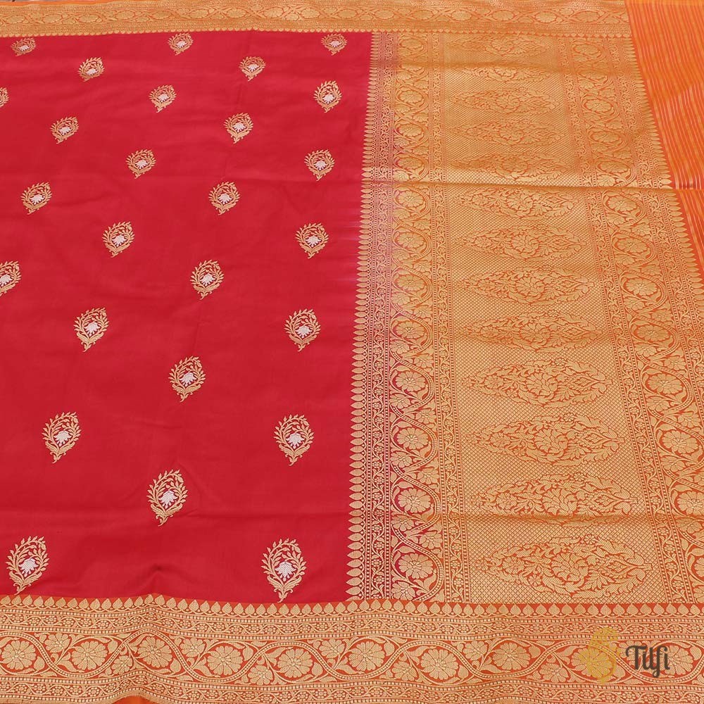 Red Pure Katan Silk Handloom Banarasi Saree