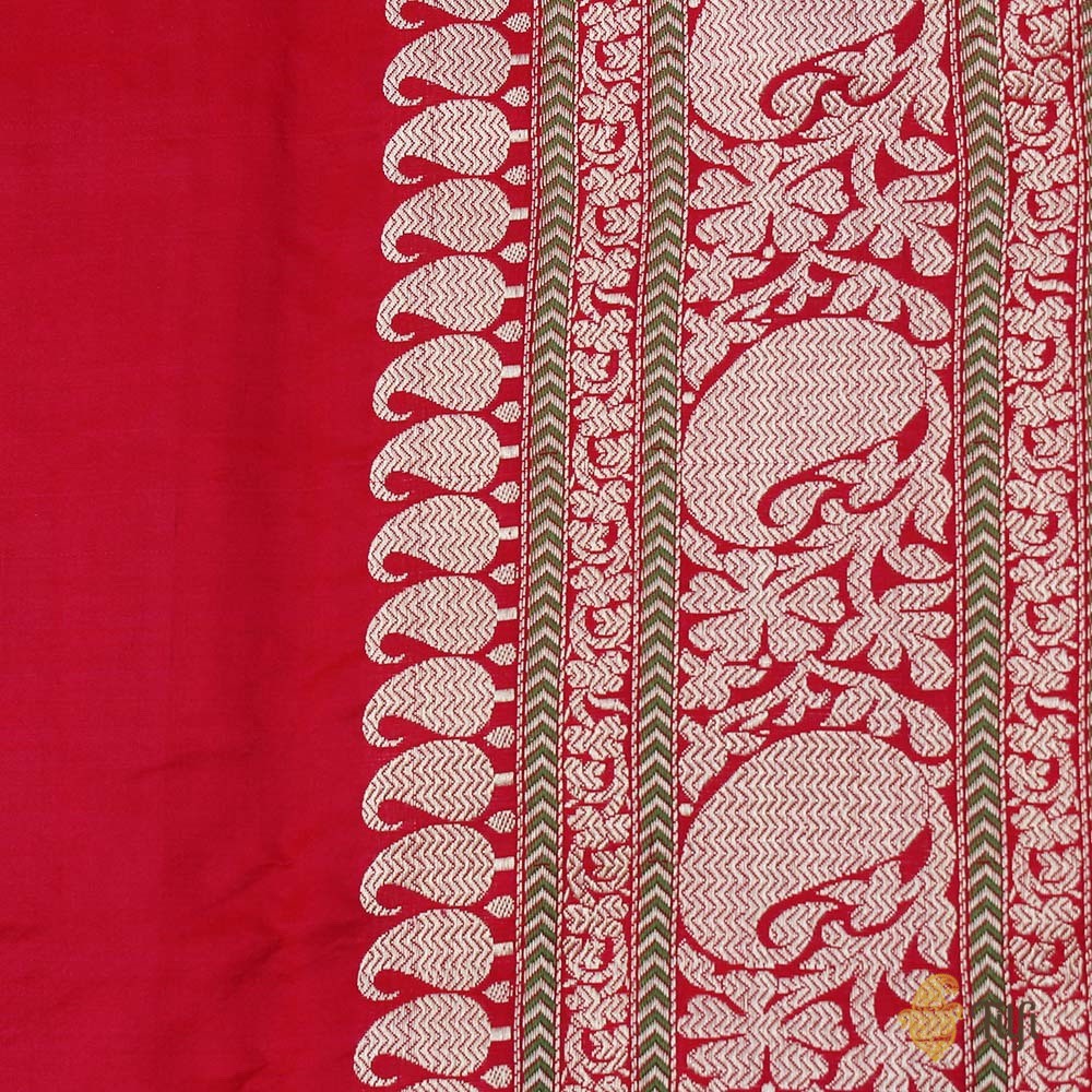 Red Pure Soft Satin Silk Banarasi Handloom Saree