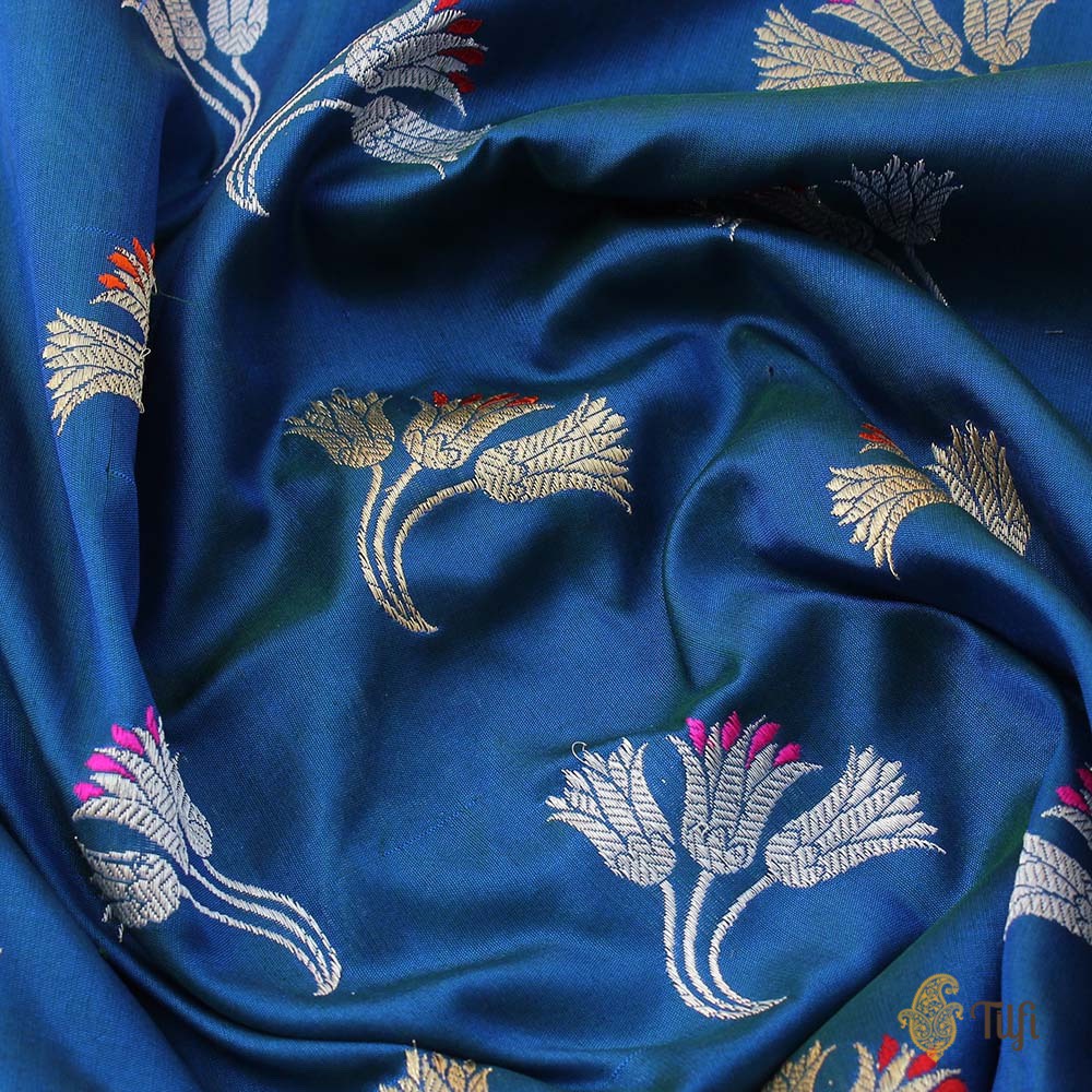 Green-Blue Pure Katan Silk Banarasi Handloom Saree