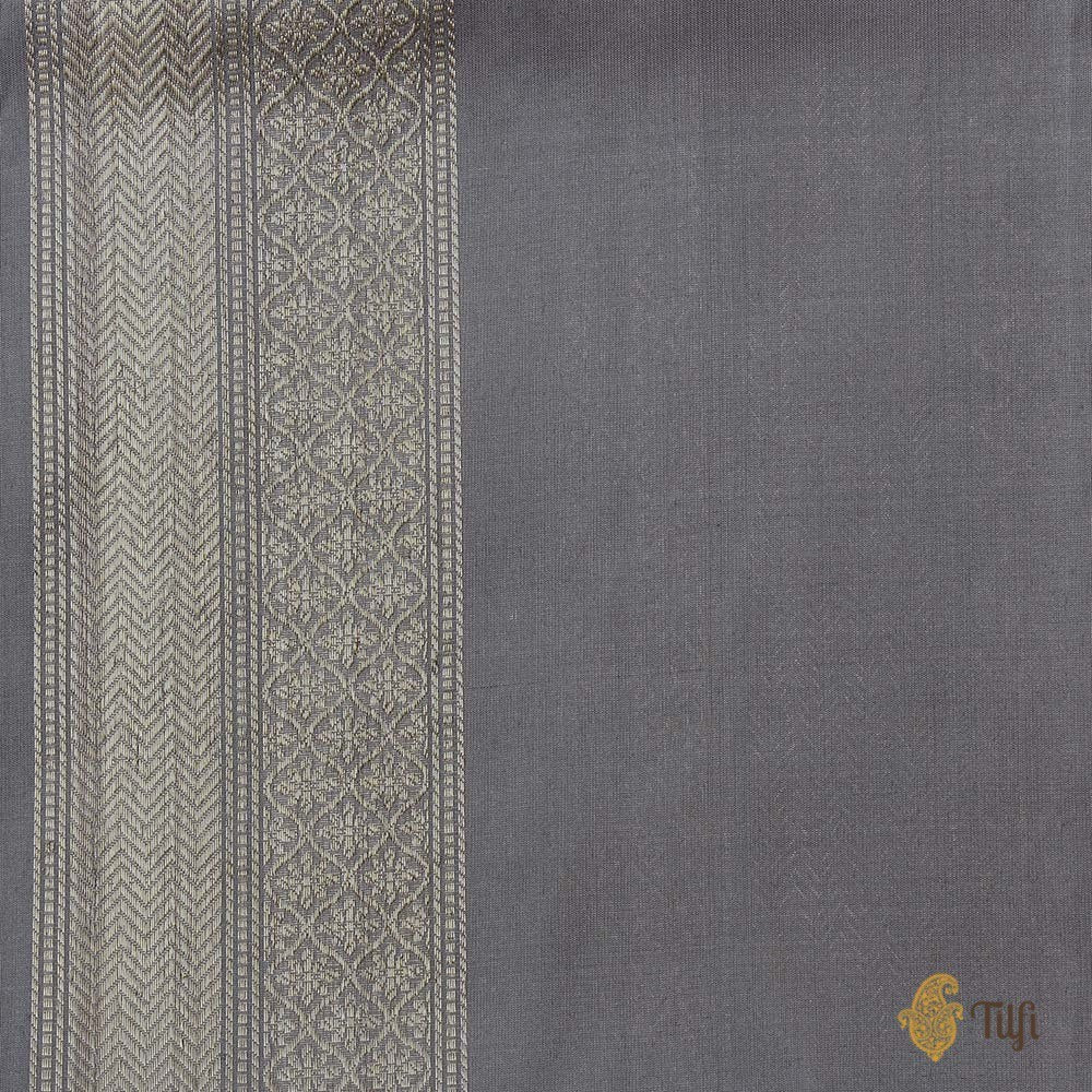 Grey Blue Pure Katan Silk Handloom Banarasi Saree