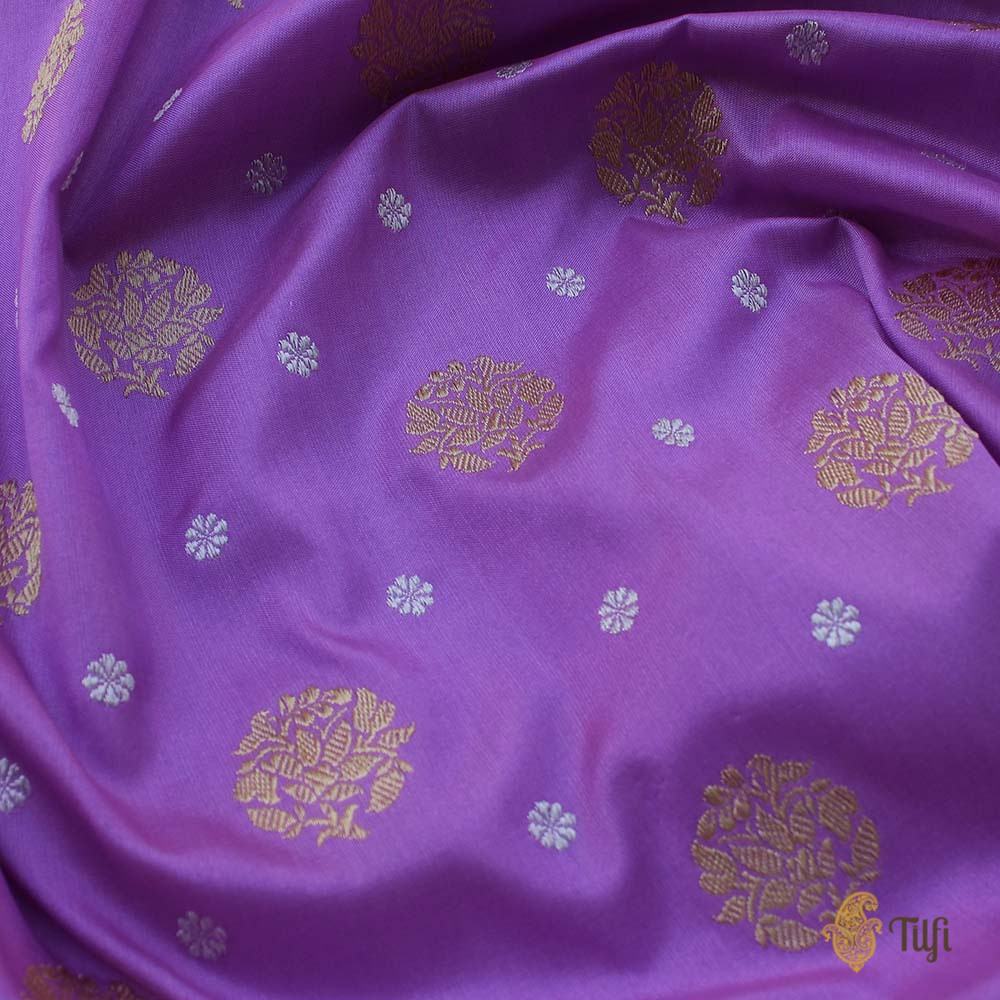 Rich Lilac Pure Katan Silk Banarasi Handloom Saree